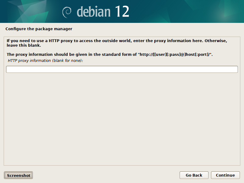 Debian 12 installation - HTTP proxy information