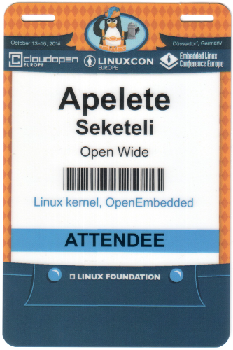 Linuxcon 2014 name tag